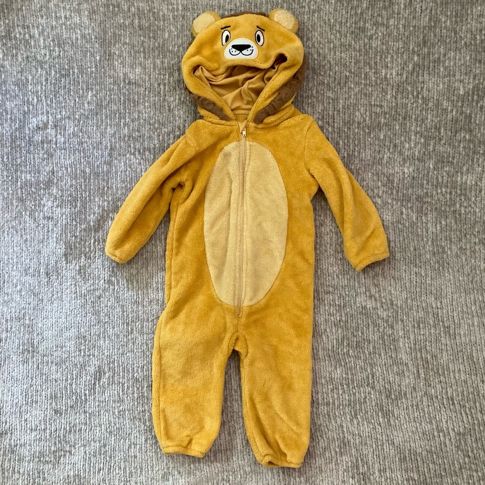 H&M Baby Lion Costume Fleece Hooded‎ One-Piece Size 9–12M Halloween Dress-Up